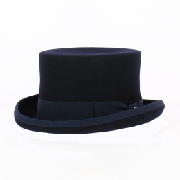 Navy Wool Felt Top Hat Unieux - Fléchet