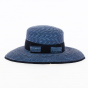 Leona Natural Blue Straw Wide-Brimmed Hat - Flechet