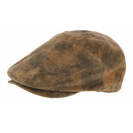 Aged Brown Leather Yonkers Flat Cap