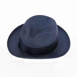 Blue Paper Straw Elegance Fedora Hat - Guerra 1855