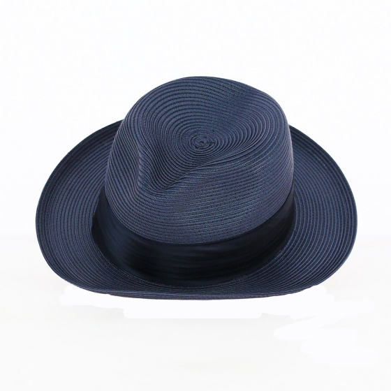 Blue Paper Straw Elegance Fedora Hat - Guerra 1855