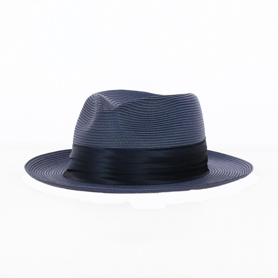 Blue Paper Straw Elegance Fedora Hat - Guerra 1855