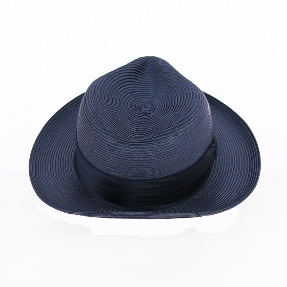 Blue Paper Straw Elegance Fedora Hat - Guerra 1855