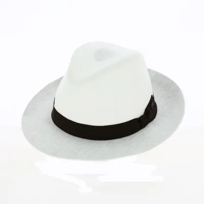 White Linen Fedora Hat - Guerra 1855 Reference: 18048 | Traclet Hat Shop