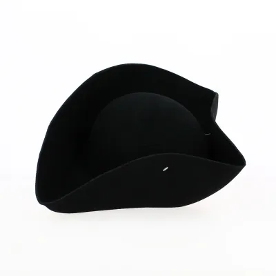 Chapeau Grand Tricorne Feutre Laine Noir Non Bordé - Traclet Référence : 18051 | Chapellerie Traclet