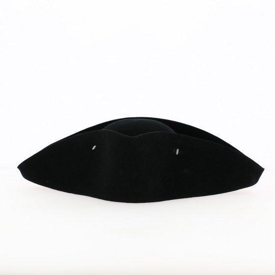 Chapeau Grand Tricorne Feutre Laine Noir Non Bordé - Traclet