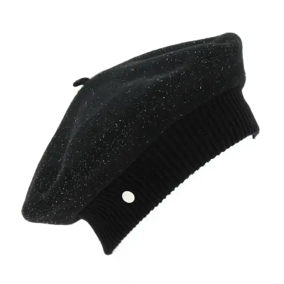 Parisienne Heritage Beret by Laulhère - Black Silver Lurex Reference: 18073 | Chapellerie Traclet
