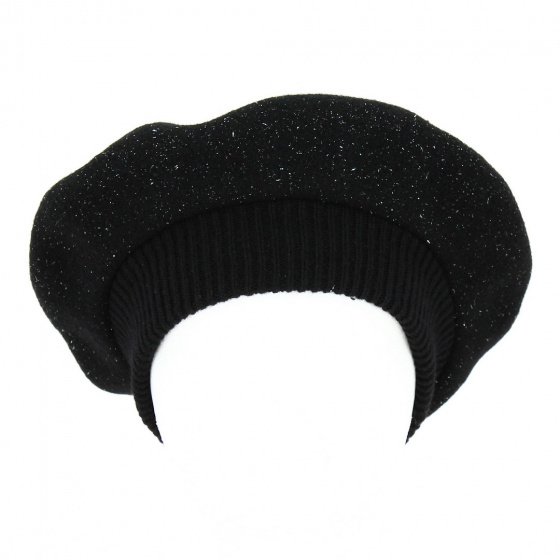 Parisienne Heritage Beret by Laulhère - Black Silver Lurex