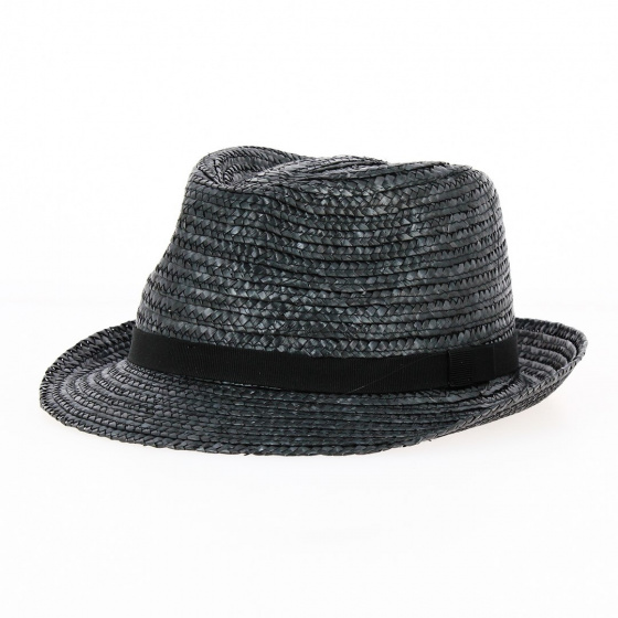 Natural Straw Pachuca Trilby Hat Black - Traclet