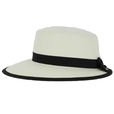 Panama Cap Bleached with Black Ribbon - City Sport Reference: 1766 | Traclet Hat Shop