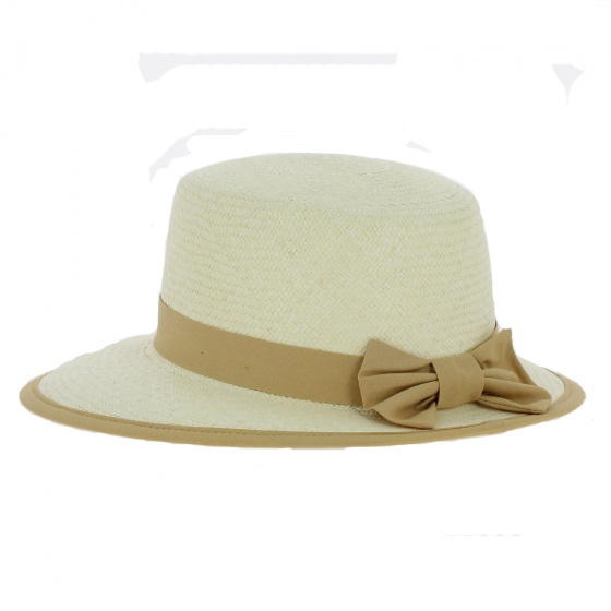 Panama Straw Cap with Camel Ribbon - City Sport