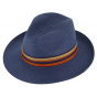 Navy Paper Straw Caprera Fedora Hat - Traclet