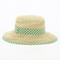 Straw Sun Hat with green ribbon - Traclet