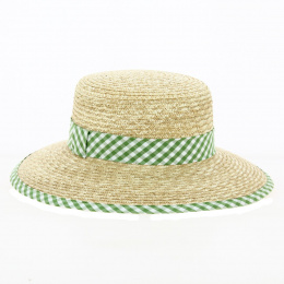 Straw sunbonnet green ribbon - Traclet