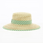 Straw Sun Hat with green ribbon - Traclet