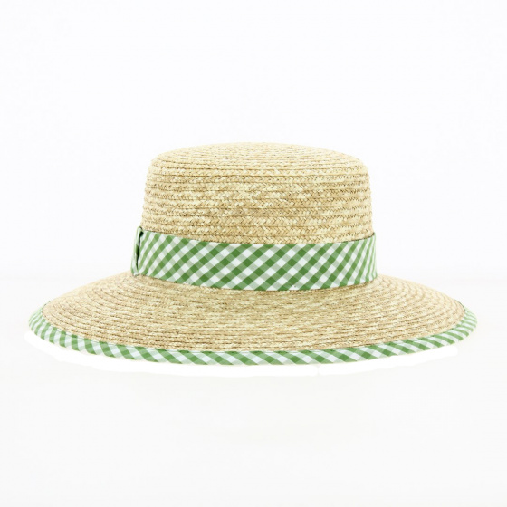 Capeline Paille ruban vert - Traclet