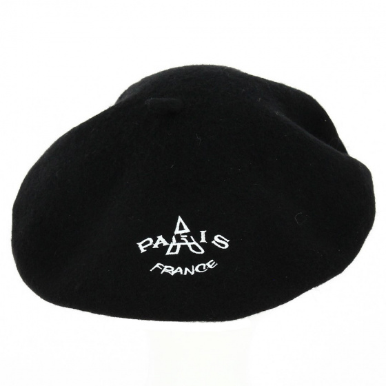 Béret Paris broderie Tour Eiffel Paris Laine Noir - Traclet Béret Paris broderie Tour Eiffel Paris Laine Noir - Traclet