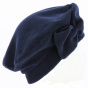 Navy Blue Knotted Fleece Beret - Traclet