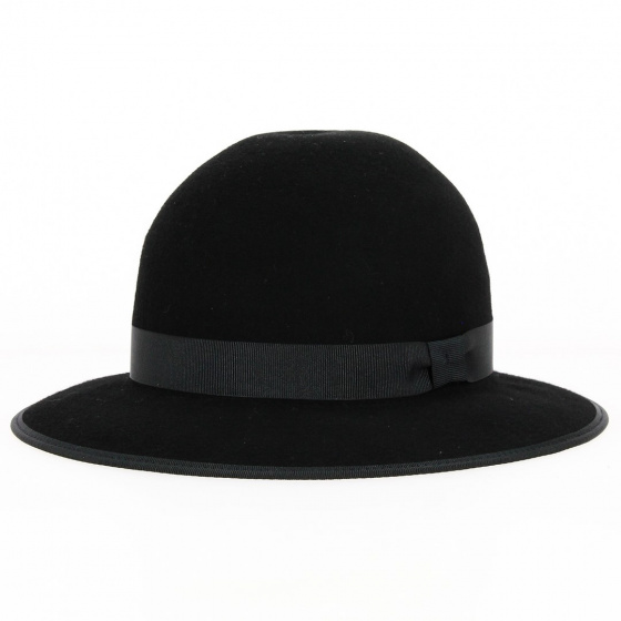 Black Wool Felt Chouan Wide Brim Hat - Traclet
