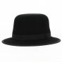 Black Wool Felt Wide Brim Hat - Traclet
