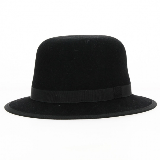 Black Wool Felt Wide Brim Hat - Traclet