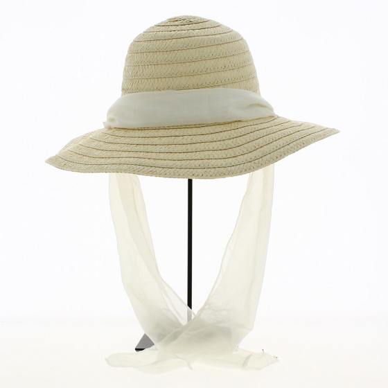 Wide Brim Manly Paper Straw with White Ribbon - Traclet