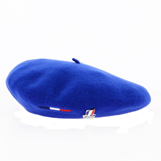 Béret Bleu Vif avec pin's XV de France Rugby - Laulhère Béret Bleu Vif avec pin's XV de France Rugby - Laulhère