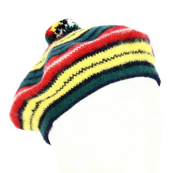 Red Yellow Green Wool Beret - Traclet