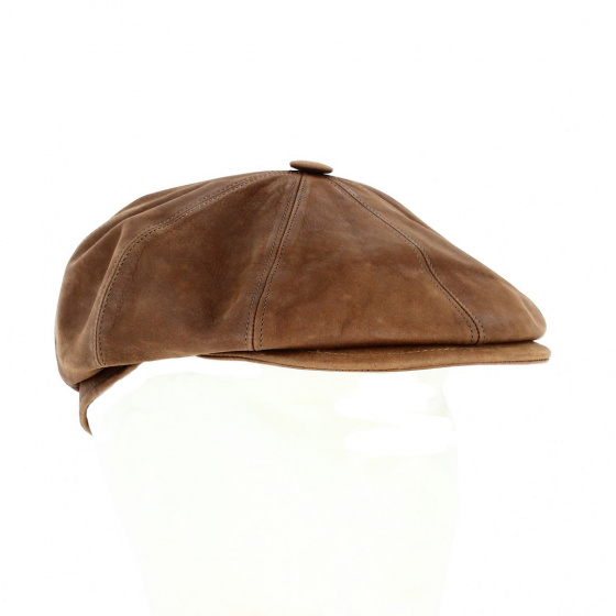 Wayne Taupe Leather Cap - Traclet