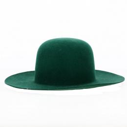 Green Wool Felt Wide-Brim Hat - Traclet