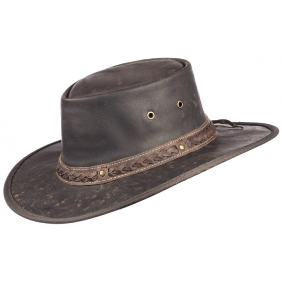 Squashy Brown Leather Kangaroo Hat