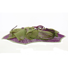 Capeline Cérémonie Sans Fond Sisal Violet & Vert - Traclet