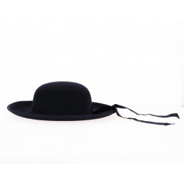 Navy Blue Wool Felt Breton Hat - Traclet