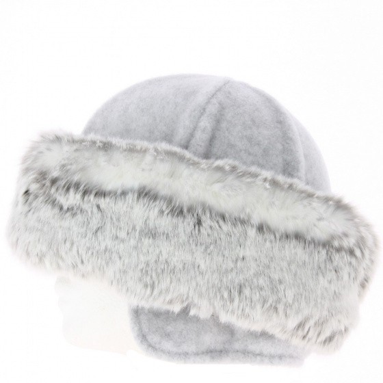 Gray Faux Fur Hat with Ear Flaps - Traclet
