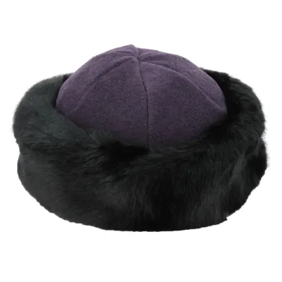 Toque Marmotte polaire violet & fausse fourrure noire - Traclet | Chapellerie Traclet Référence : 17464