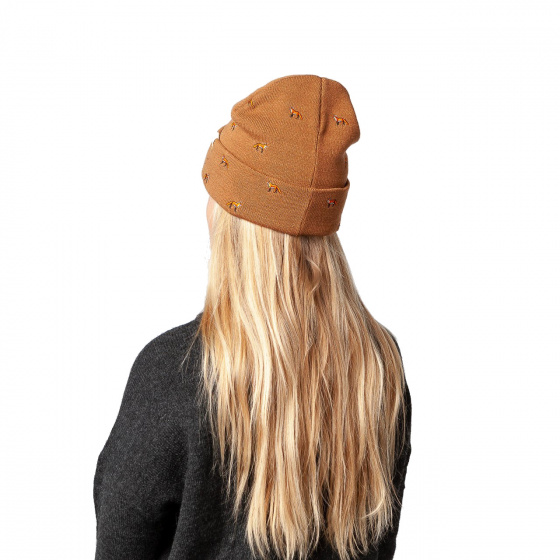 Short Beanie Vinson Fox Embroidery Camel - Barts