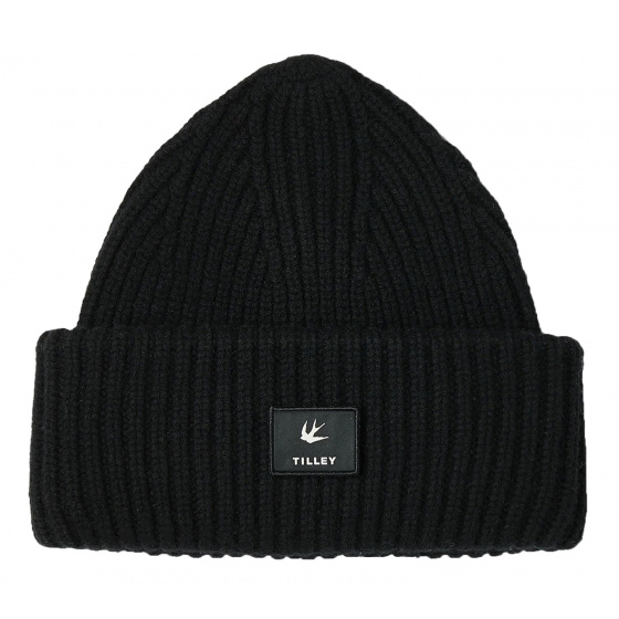Black Merino Wool Alpine Beanie - Tilley