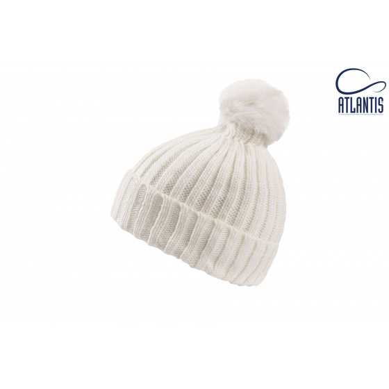 White Fur Pompon Beanie- Atlantis 