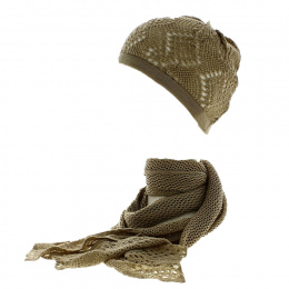 Beige Crochet Hat and Scarf Set - Esprit