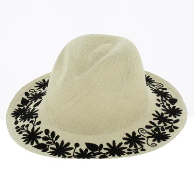 Chapeau Panama Fleur Brodé - Traclet Reference : 3138 | Chapellerie Traclet