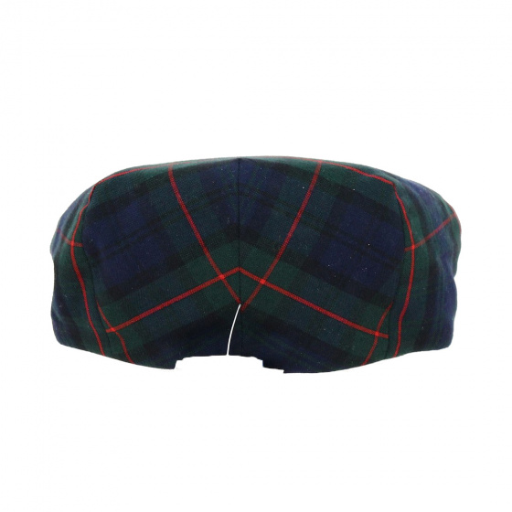 Green and Blue Checkered Flat Cap - Traclet