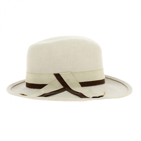 Chapeau Fedora Adèle Feutre Laine Beige - Traclet