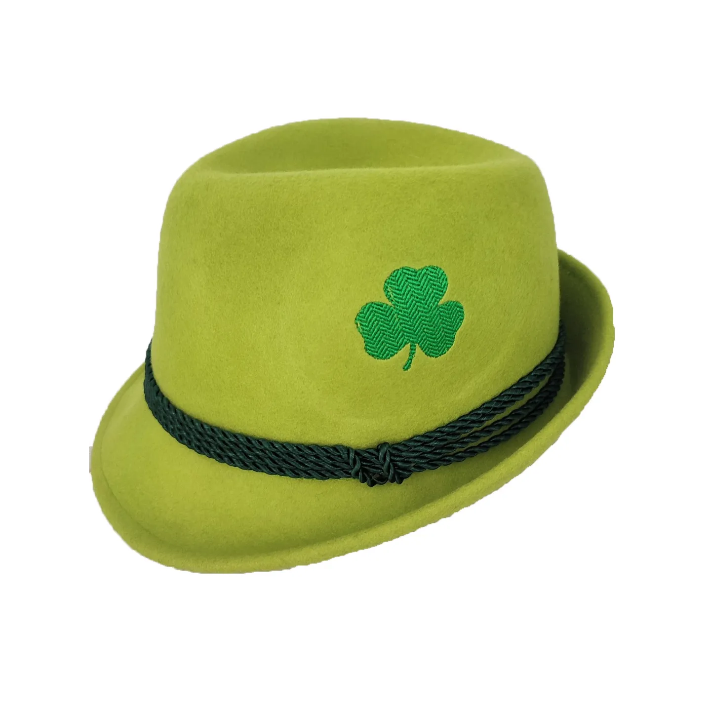 Chapeau Broderie Saint Patrick Feutre Laine Vert Anis - Traclet