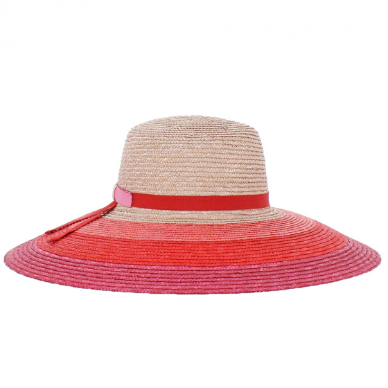 Capeline Rosa Larges Bords Paille Naturelle - Traclet