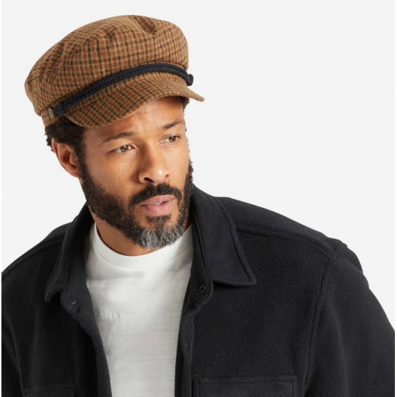 Casquette Marin Fiddler à Carreaux Caramel & Noir - Brixton