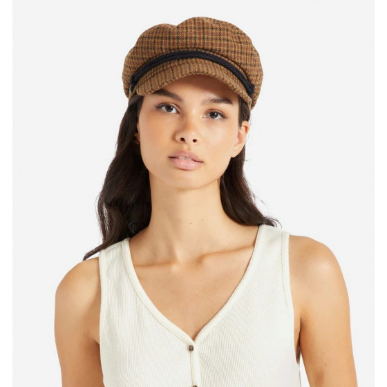 Casquette Marin Fiddler à Carreaux Caramel & Noir - Brixton
