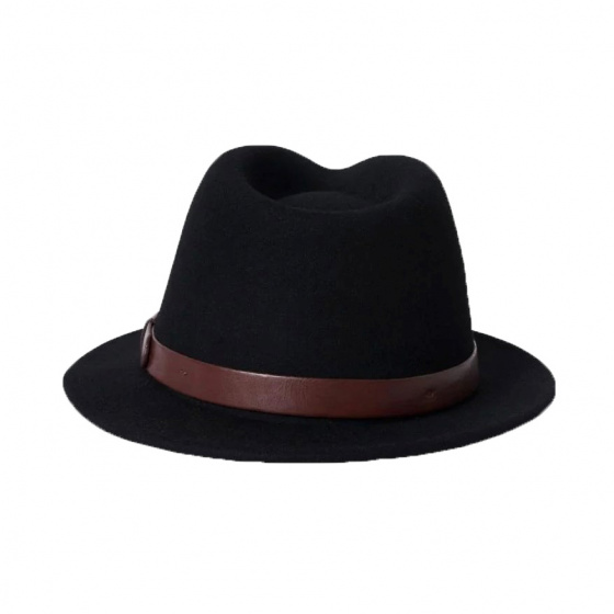 Black Wool Felt Baby Messer Fedora Hat - Brixton