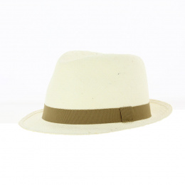 Natural Paper Straw Trilby Hat - Crambes