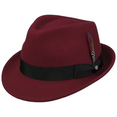 Chapeau Trilby Feutre Laine Elkader Rouge - Stetson Reference : 18336 | Chapellerie Traclet
