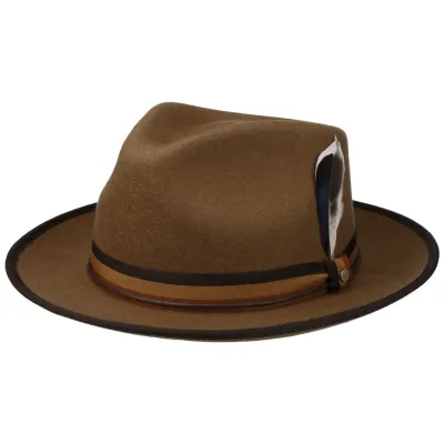 Chapeau Fedora Feutre Laine Cognac - Stetson Reference : 18338 | Chapellerie Traclet